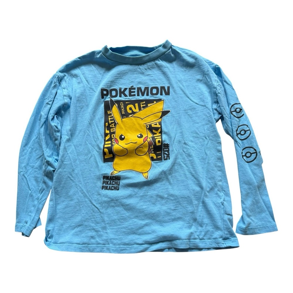 Pokémon Pikachu Long Sleeve T Shirt Kids 8-9 Years Blue Graphic M&S Nintendo